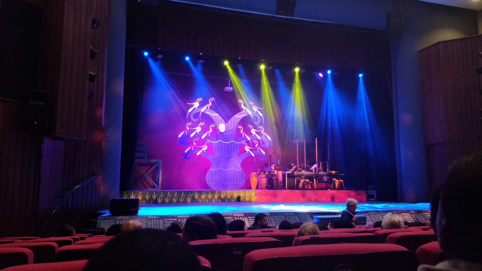 The stage and auditorium of the Kenya National Theatre in Nairobi, pictured during a 2018 performance of a different production, "Tinga Tinga Tales: The Musical." File photo of the venue, not of "Kaggia" itself.