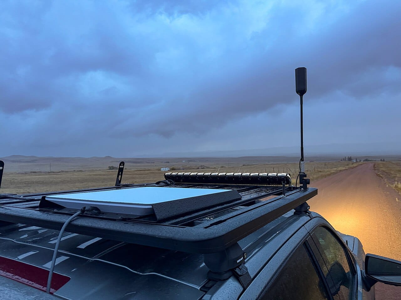 A Starlink flat-panel dish mounted on the roof of a truck (file photo, not taken in Kenya).