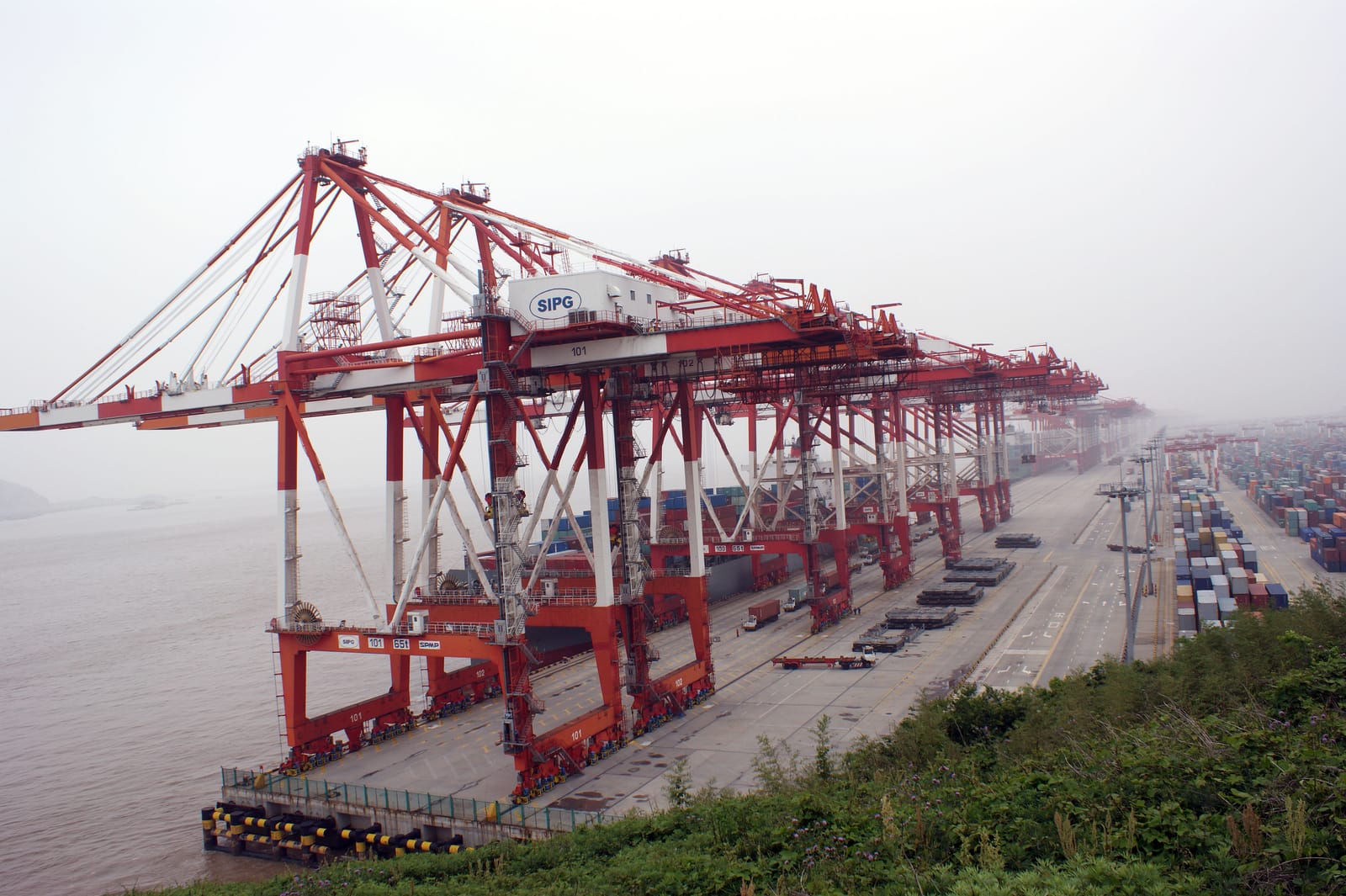 Container terminal at Yangshan Deep-Water Port, Shanghai (file photo, 2013).