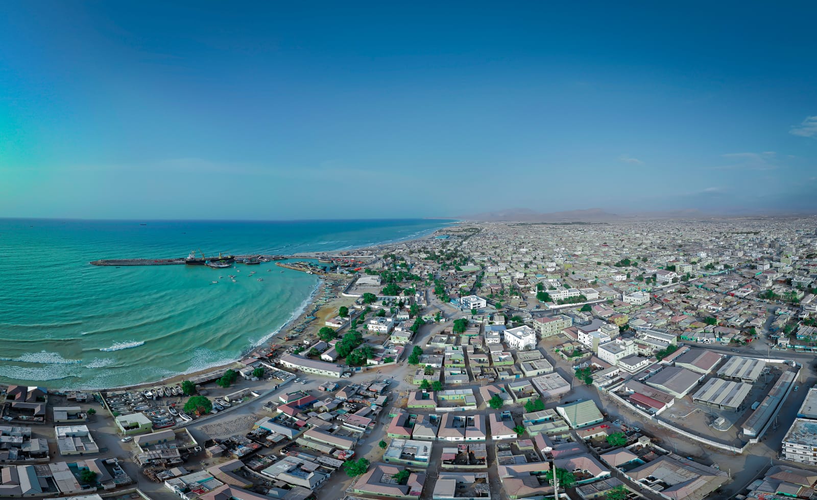 File photo: aerial view of the port of Bosaso in Puntland, northern Somalia. It does not show the hijacked tanker or the rescue.