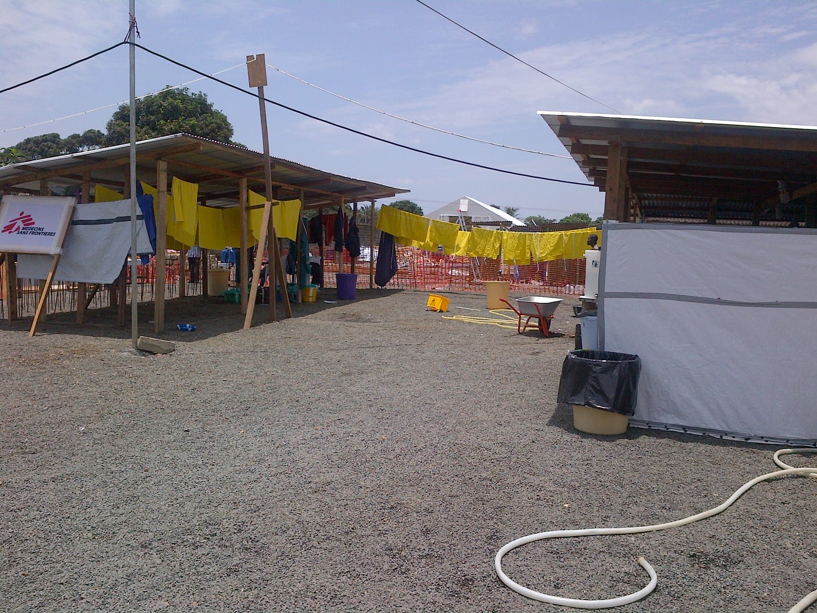 Health workers in personal protective equipment at an open-air Ebola treatment unit in Liberia run by MSF (file photo; not from South Sudan or from this exercise).