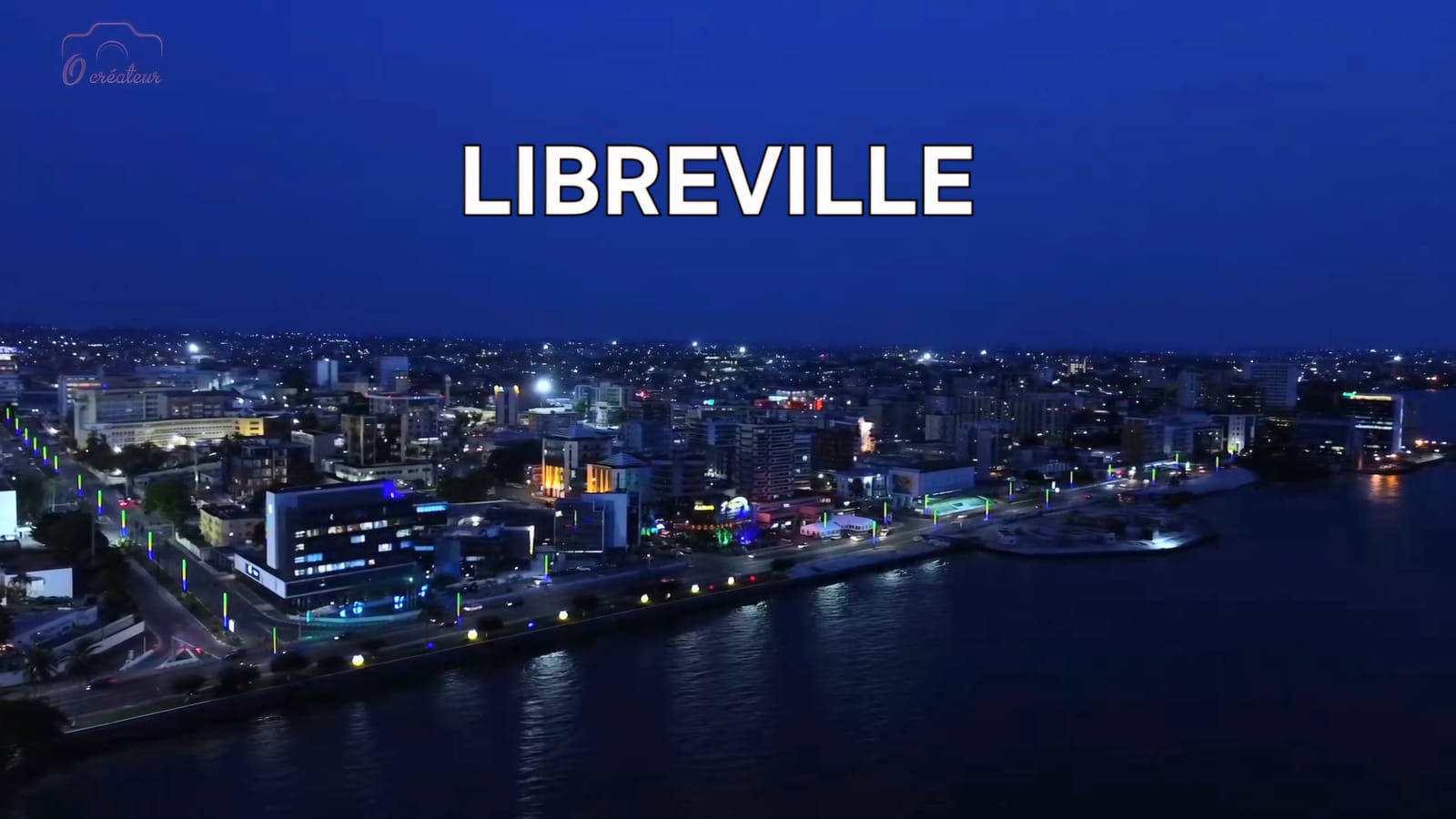 Aerial view of central Libreville, the capital of Gabon, at night (file photo, December 2024).