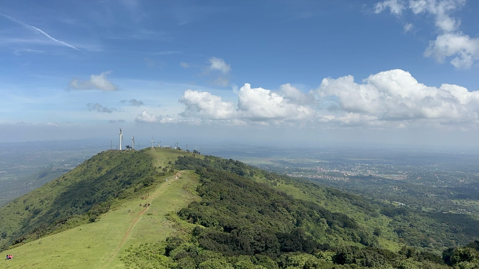 A wind turbine on the ridge of the Ngong Hills, Kajiado County (file photo, December 2024).