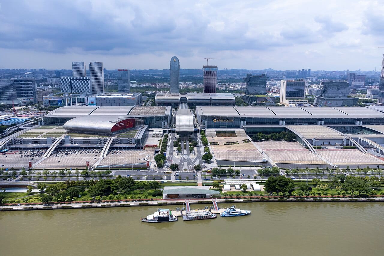 Aerial view of the Canton Fair Complex in Guangzhou, venue of the China Import and Export Fair (file photo, July 2023).