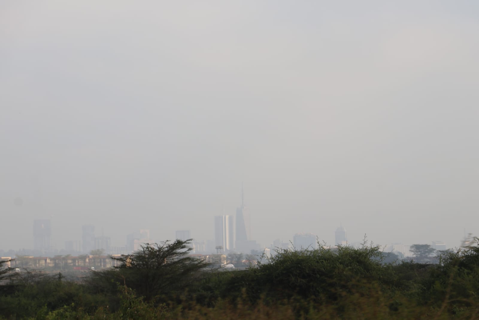 The Nairobi skyline, including Britam Tower, seen from Nairobi National Park (file photo, September 2025).