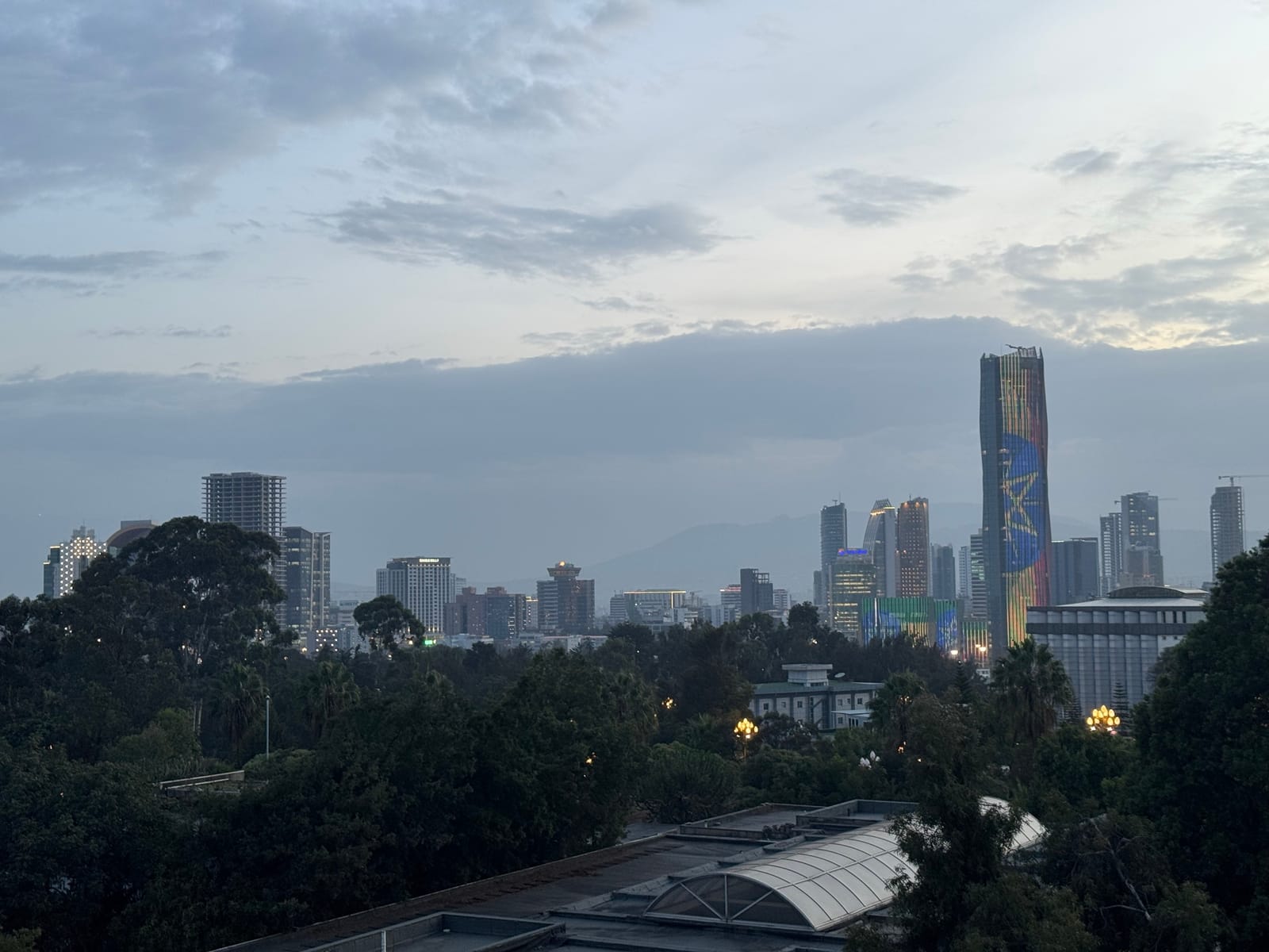 The skyline of Addis Ababa, Ethiopia, at dusk (file photo, 2025).